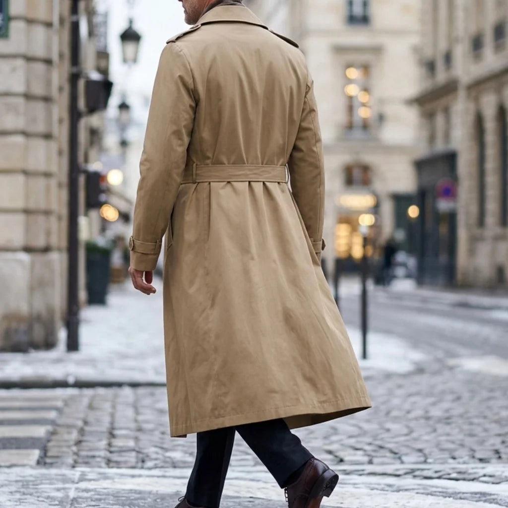 New Men's Trench Autumn Super Long Windbreaker - Double-Breasted with Belt | Thin & Loose Streetwear Casual Long Jackets for Man
