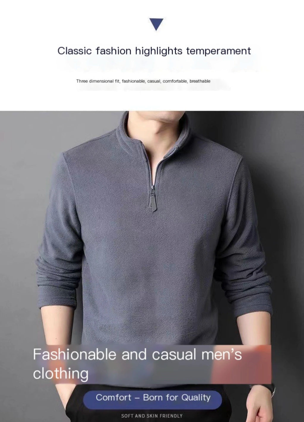 Autumn Winter New Warm Polo Shirts Men's Lamb Wool Sweatshirt Standing Neck Half Zip Long Sleeve Fashion Versatile Men Tees Tops