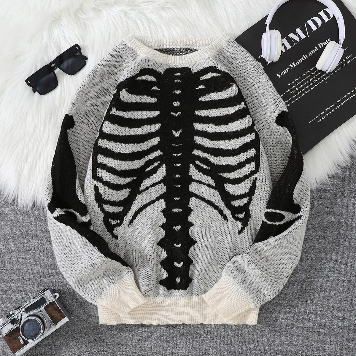 New Popular Autumn and Winter Backbone Jacquard Pattern Pullover Sweater Casual Round Neck Knitted Men's Pullover
