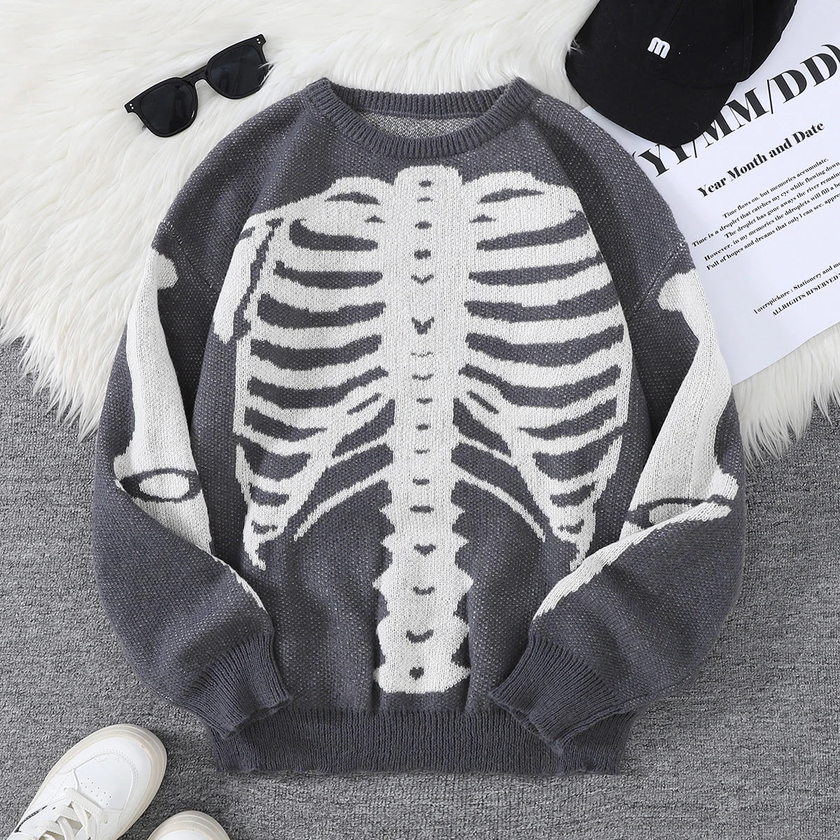 New Popular Autumn and Winter Backbone Jacquard Pattern Pullover Sweater Casual Round Neck Knitted Men's Pullover